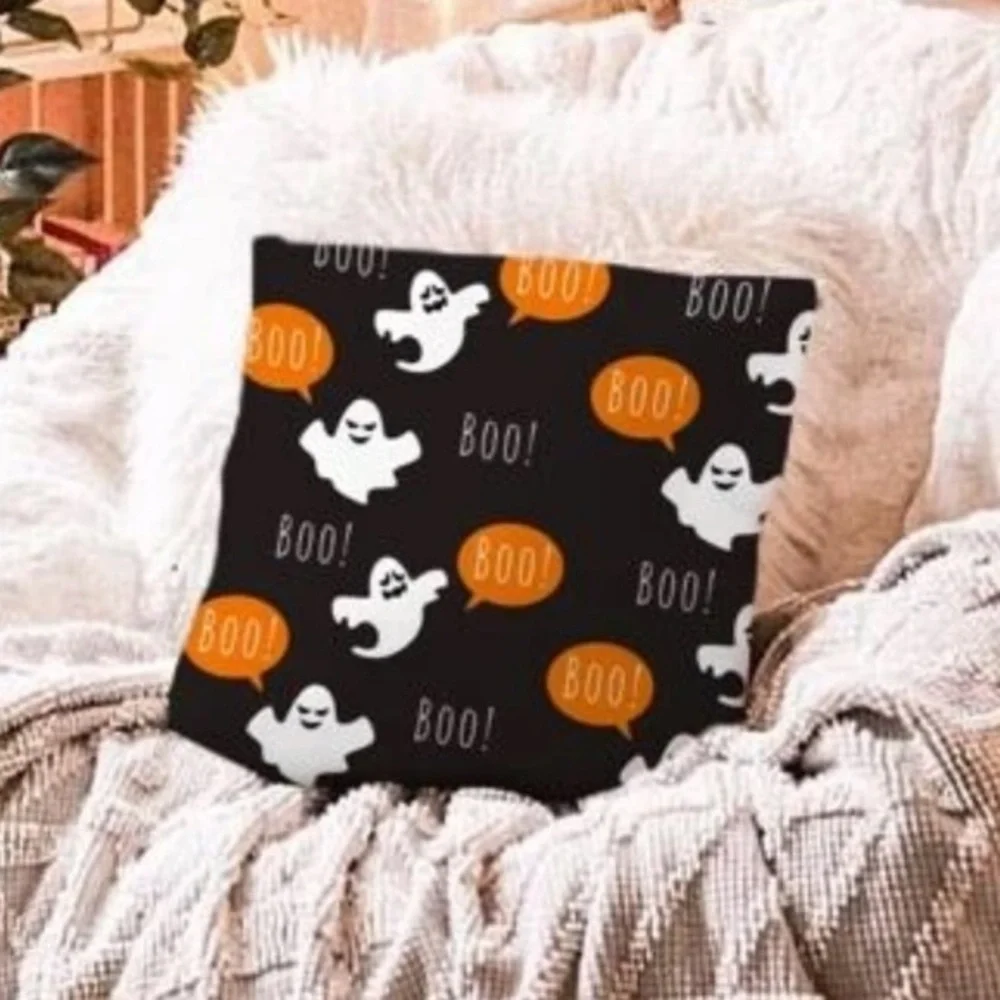 2 Pack Ghost Boo Halloween Pillow Cover